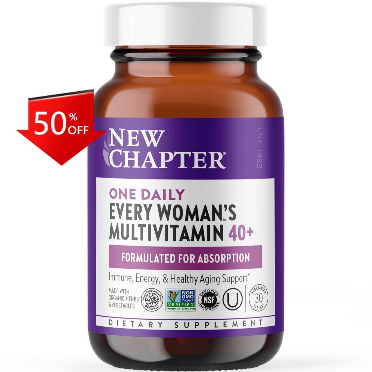 New Chapter Women’s Multivitamin 40+, extra B6 & B12, Biotin for Hai 30ct