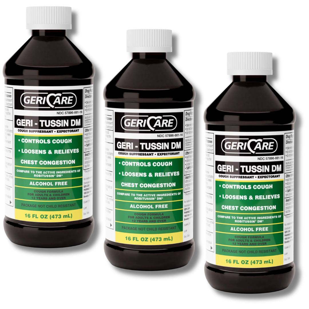 Geri-Care Geri-Tussin DM Cough Syrup – 16 fl oz | Robitussin DM (3 Pack) 5-2027