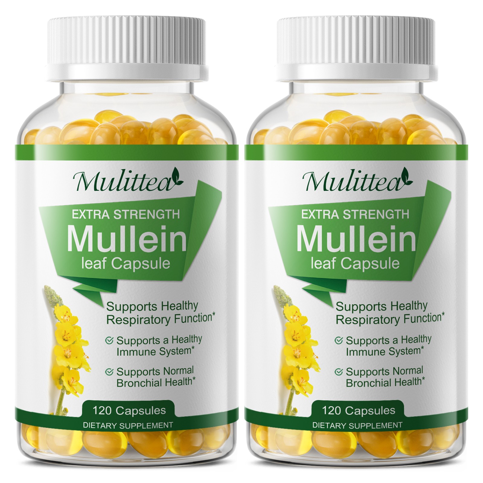 100% Natural Mullein Leaf Capsules | Respiratory Support Vegan Herbal Aid 240ct