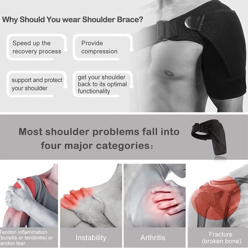 Shoulder Brace Support Compression Sleeve Torn Rotator Cuff Relief AC Joint Pain
