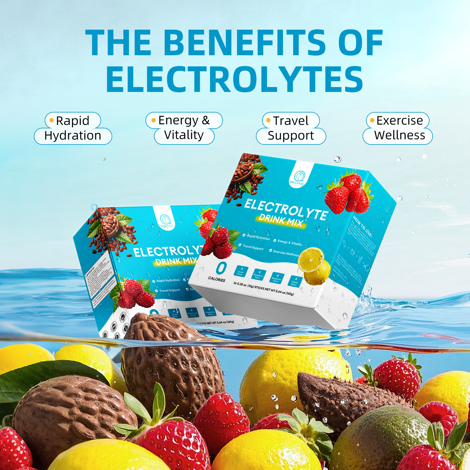Electrolytes Drink Mix – Vitamin Packets for Water, Electrolytes Powder 16 Packe