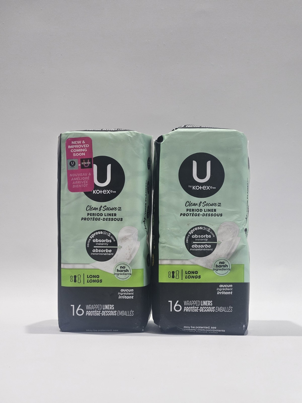 U by Kotex Clean & Security Pantiliners Light Day Long 16 Liners Each.