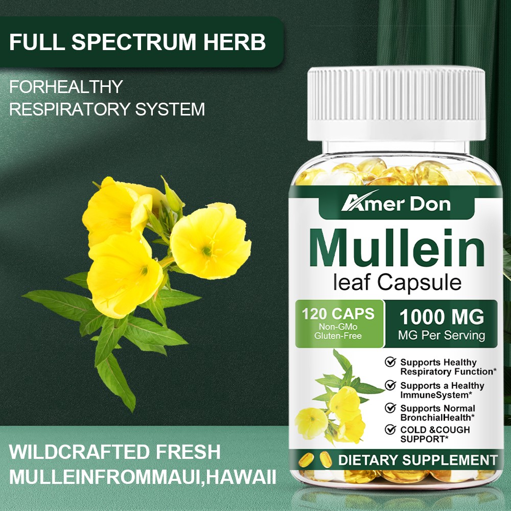 Mullein Leaf Extract 1000MG Supplement, for Lungs Detox and Cleanse 60/120 Caps