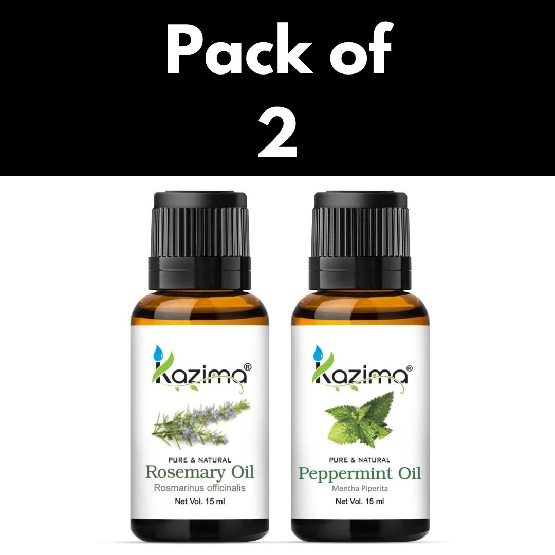 KAZIMA Combo of Rosemary Oil and Peppermint Oil 100% Pure Essential Oil 15ml
