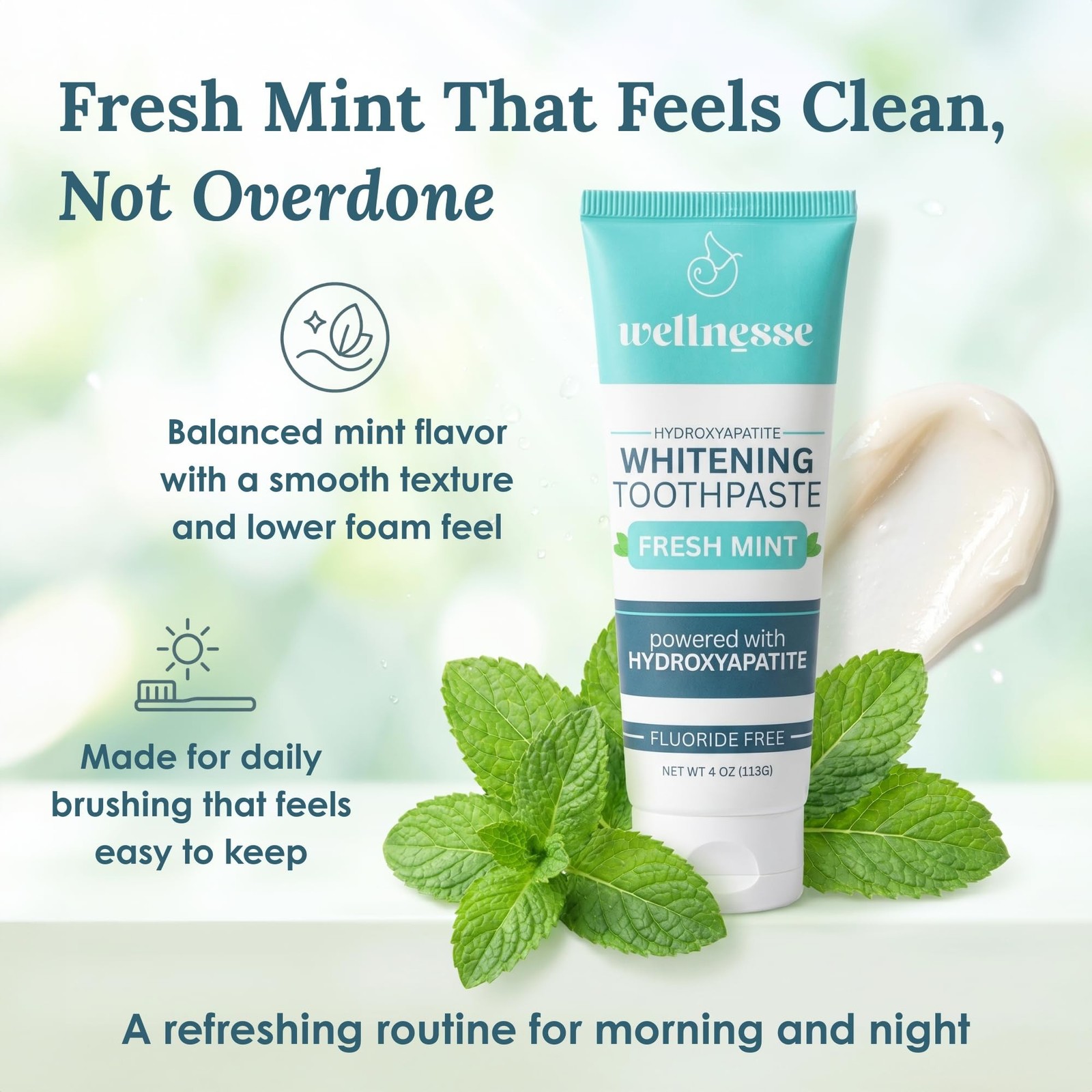 Hydroxyapatite Toothpaste 4 Oz Fresh Mint Whitening Fluoride Free