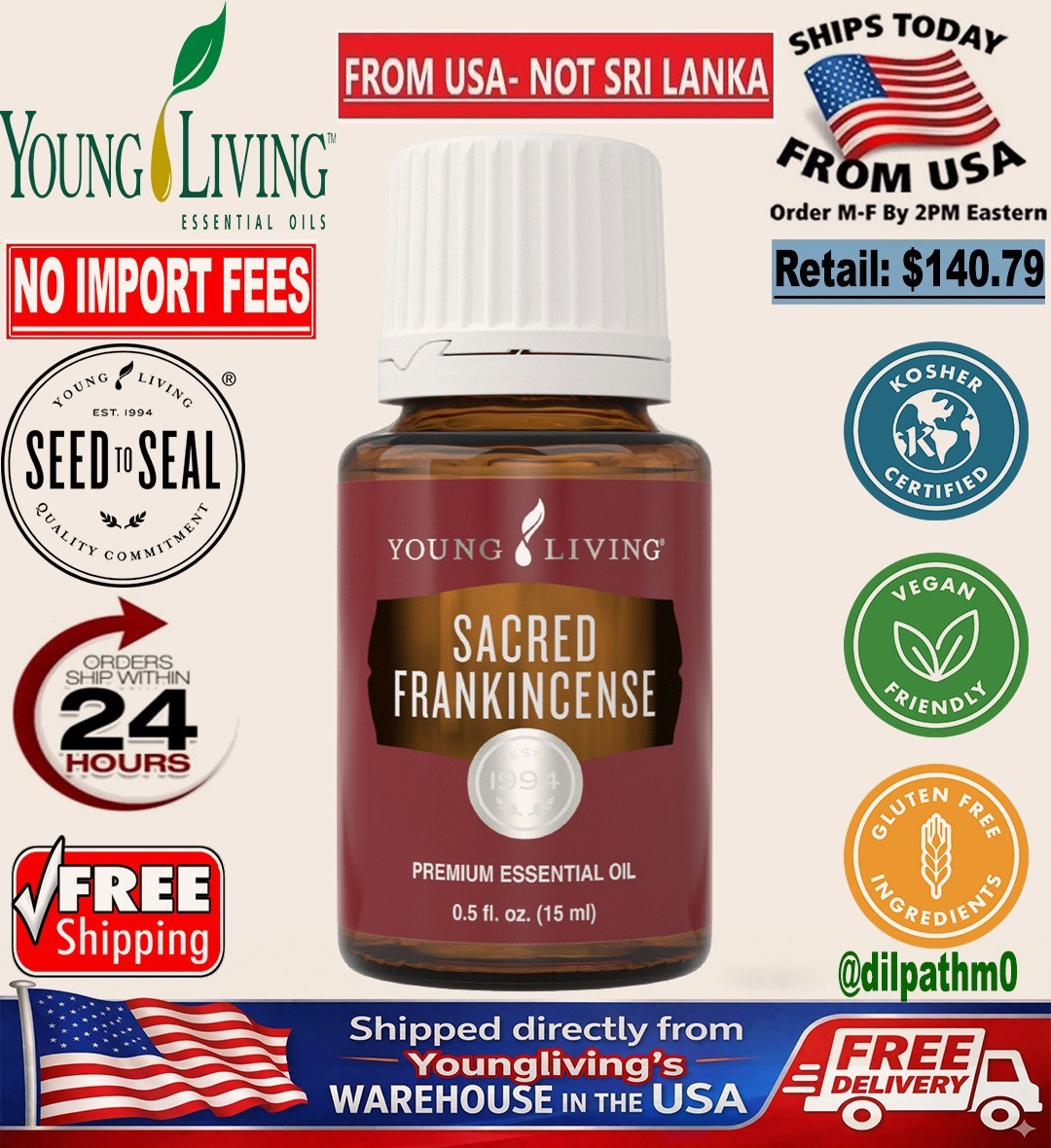 Young Living Sacred Frankincense Essential Oil 15ml – New&Sealed! 🔥US Seller🔥