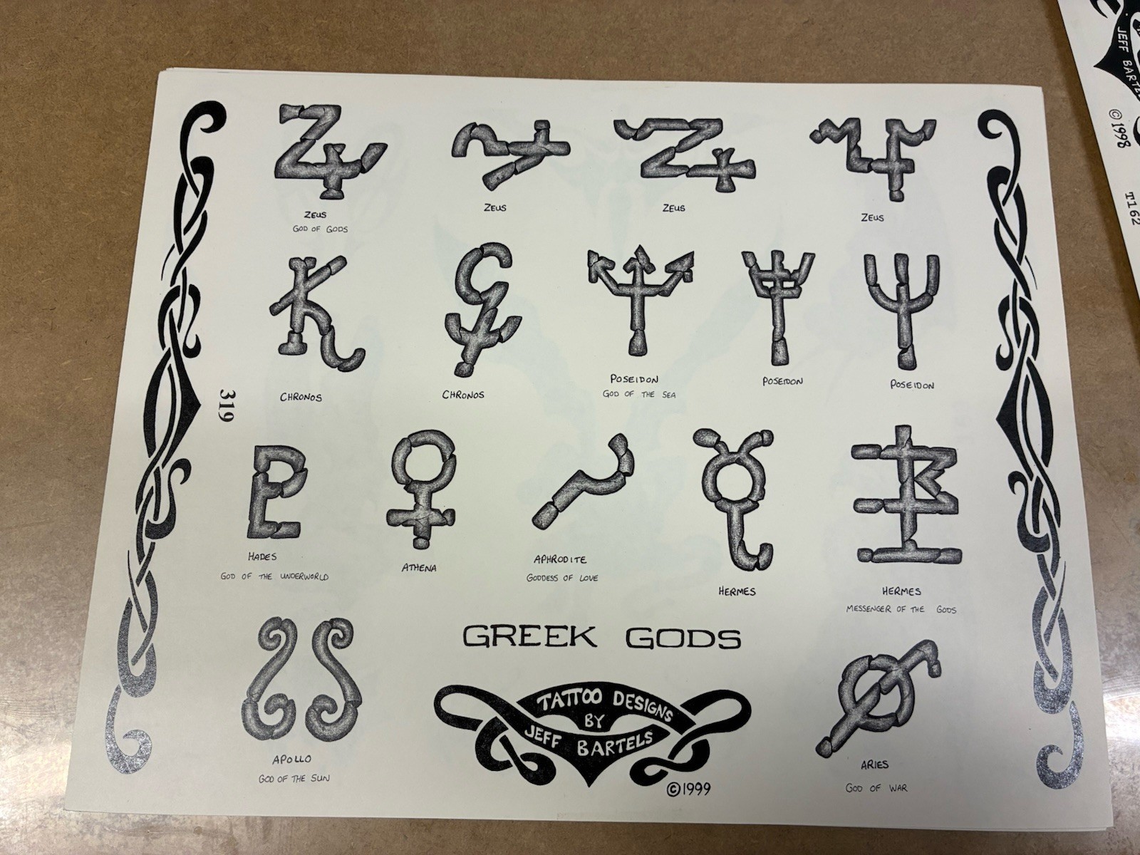 Tattoo Flash Single Sheet Print by Jeff Bartels Traditional Style 11” X 14” 319
