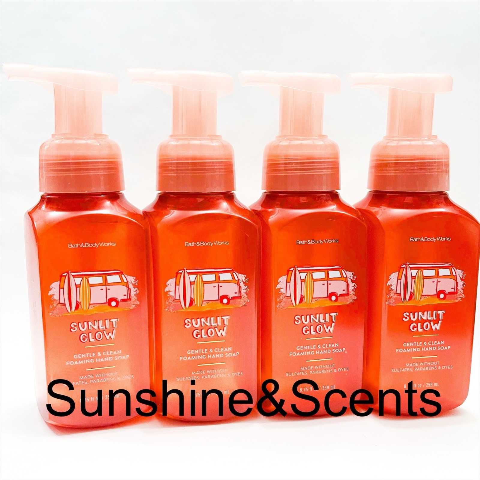 4-PACK Bath & Body Works SUNLIT GLOW Gentle & Clean Foaming Hand Soap 8.75oz NEW