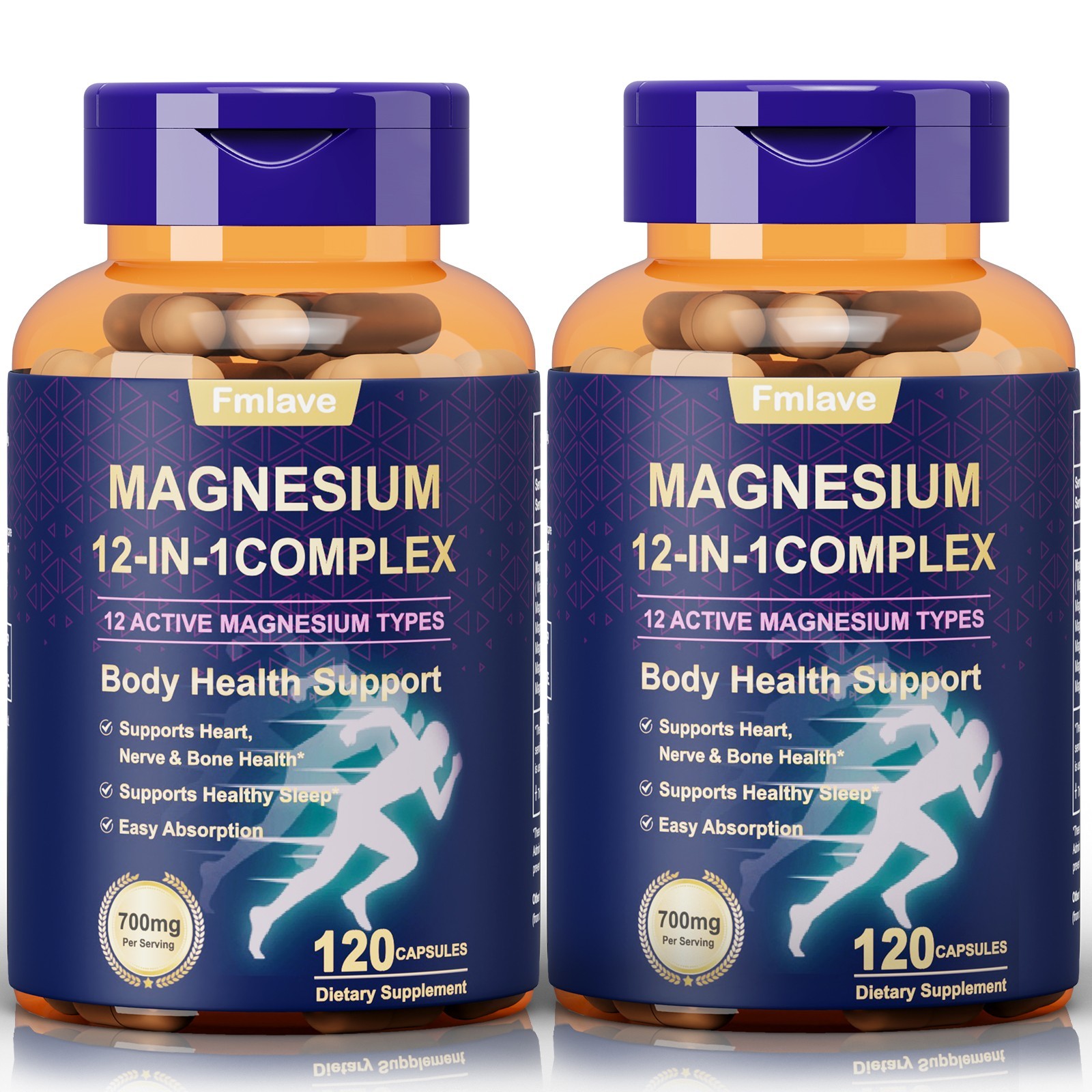 Magnesium Complex Supplement 700 mg – 12 in 1 High Absorption Chelated Magnesium
