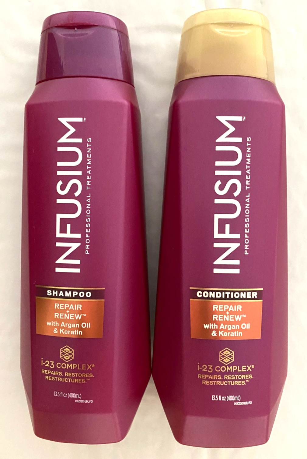 Infusium Repair &Renew ARGAN OIL & KERATIN Shampoo AND Conditioner 13.5 oz, NEW