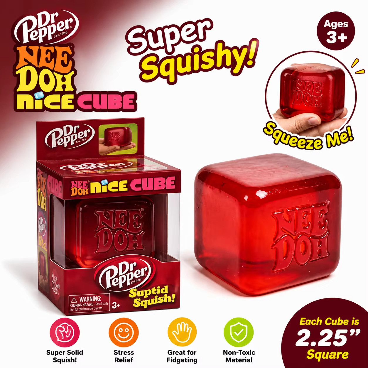 Nee Doh Nice Cube Super Solid Squish! 4 Pack Soda All 4