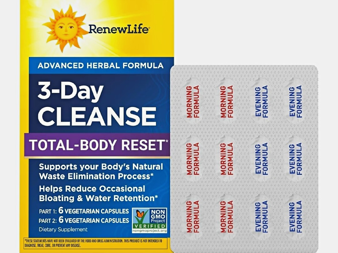 RenewLife Advanced Herbal Formula 3-Day Cleanse Detox 12 Capsules Vegetarian