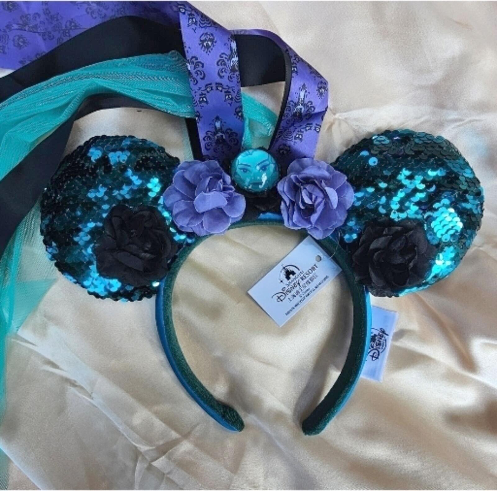 Haunted Mansion Veil Minnie Ears Leota Mickey Mouse Blue Headband