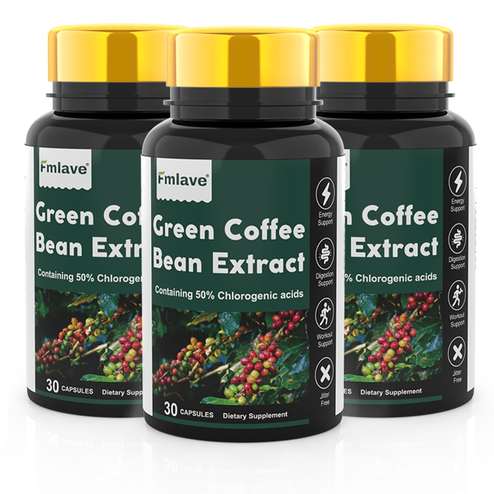 3pc Green Coffee Bean Extract Supports Healthy Weight Loss Fat Burn Dietary Caps