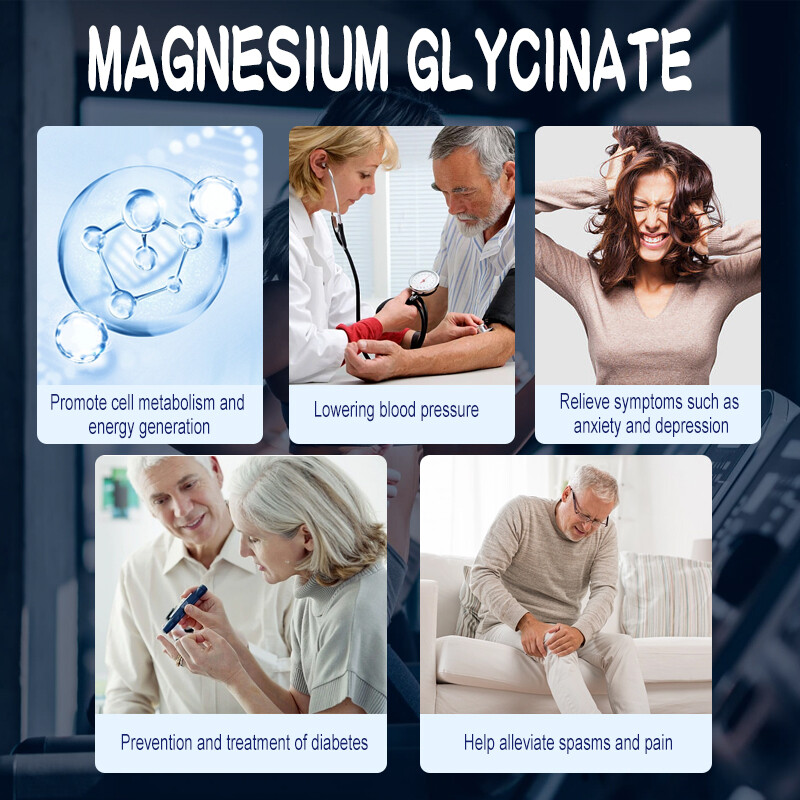 Magnesium Glycinate 120 Capsules 1330mg Stress & Anxiety Relief High Strength