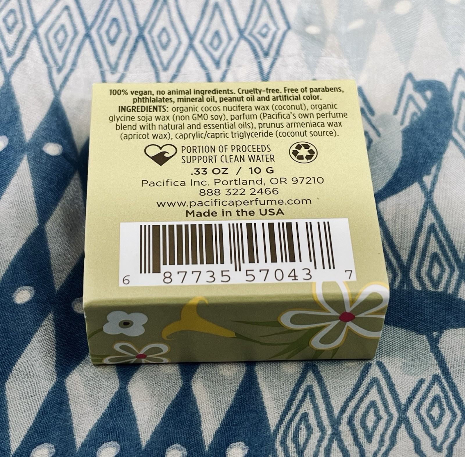NIB Pacifica MALIBU LEMON BLOSSOM SOLID PERFUME 0.33oz/10g