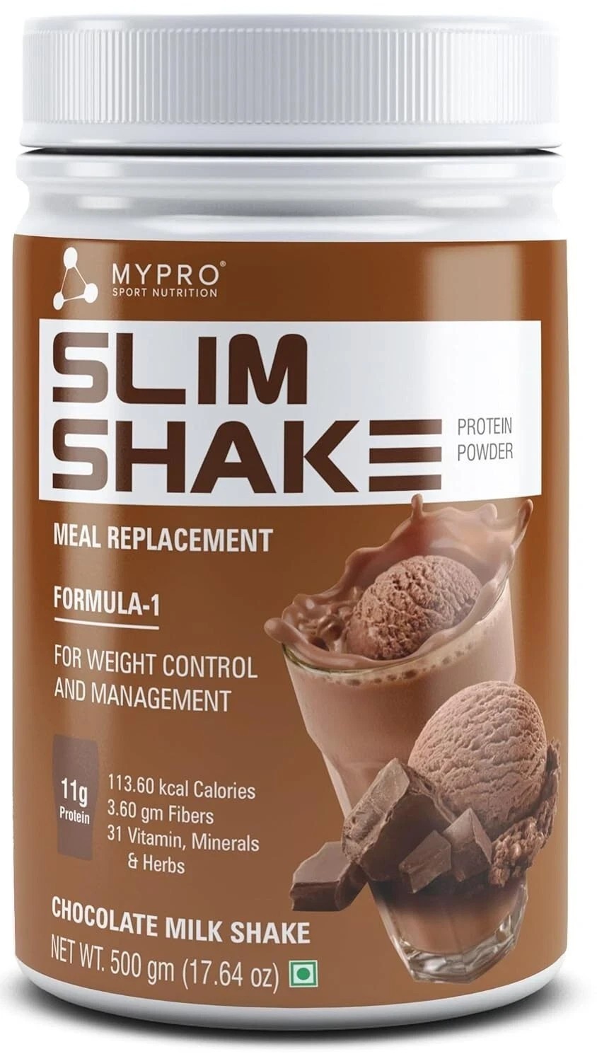 Mypro Sport Nutrition Slim Shake Protein Powder, Sugar-Free, Chocolate 500gm