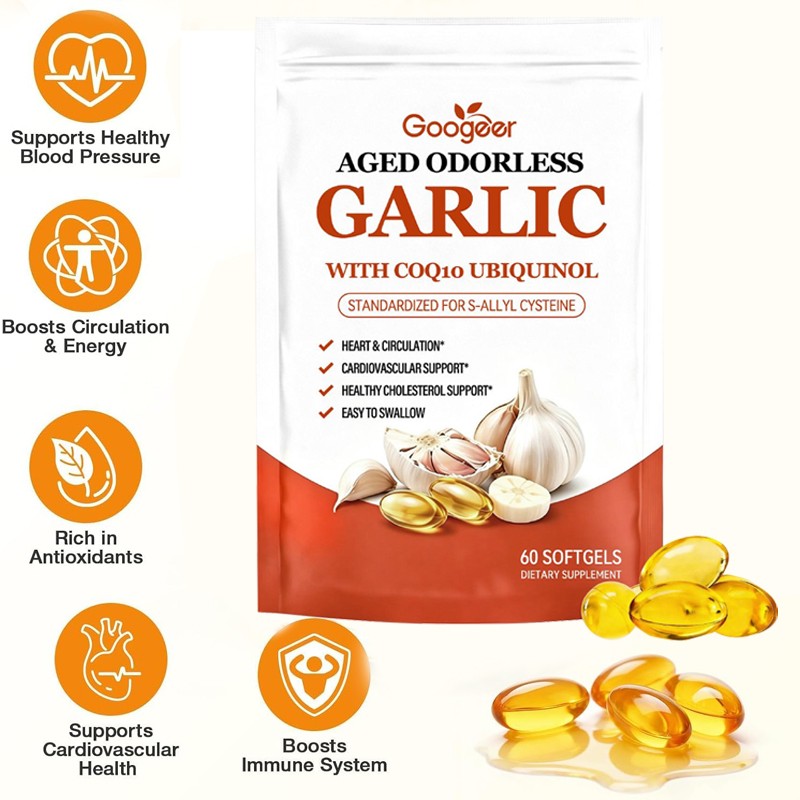 Odorless Aged-Resilia Garlic Extract 600mg Softgels (60 Count) including CoQ1*