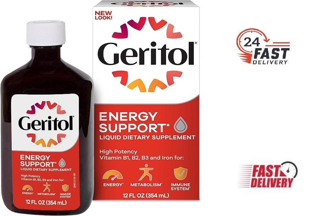 Geritol Liquid Multivitamin and Iron Supplement for Energy Support 12 Fl OzH
