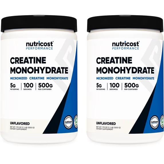 2pk Nutricost 500gCreatine Monohydrate Powder Non GMO Gluten Free Gym Supplement
