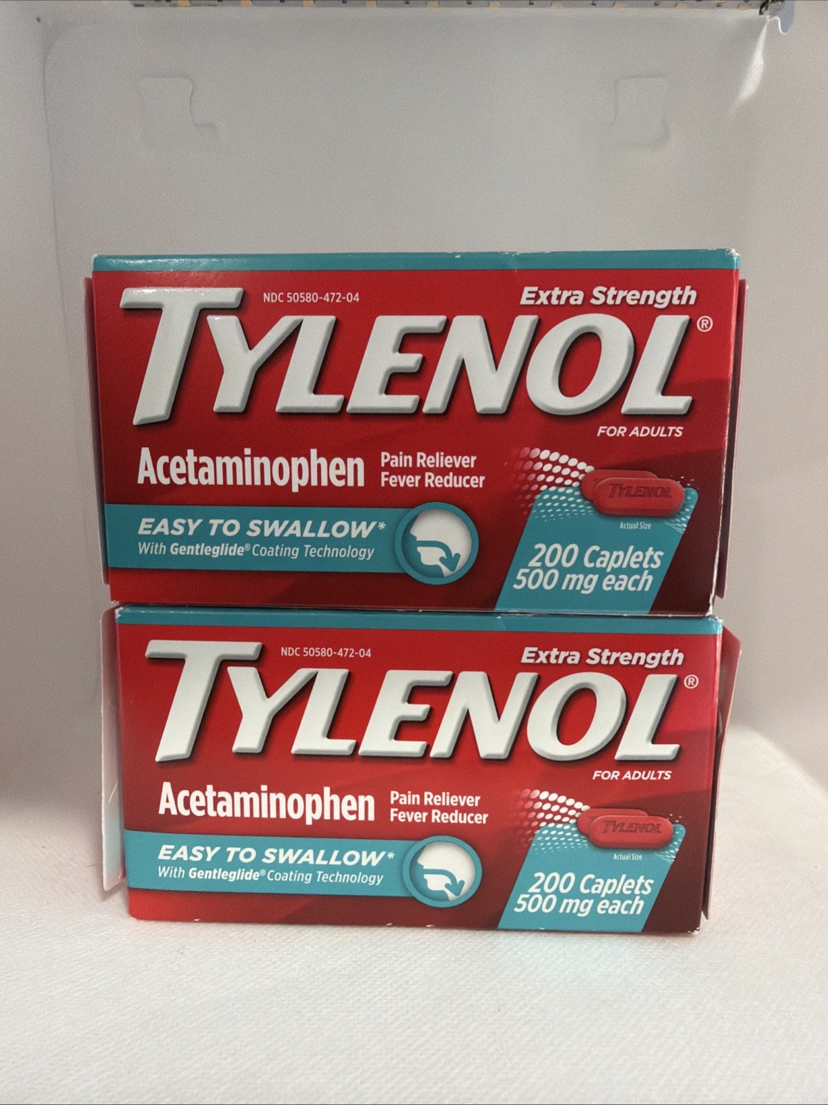TYLENOL Acetaminophen, Easy To Swallow Caplets, 200ct (Pack of 2) Exp 09/2027