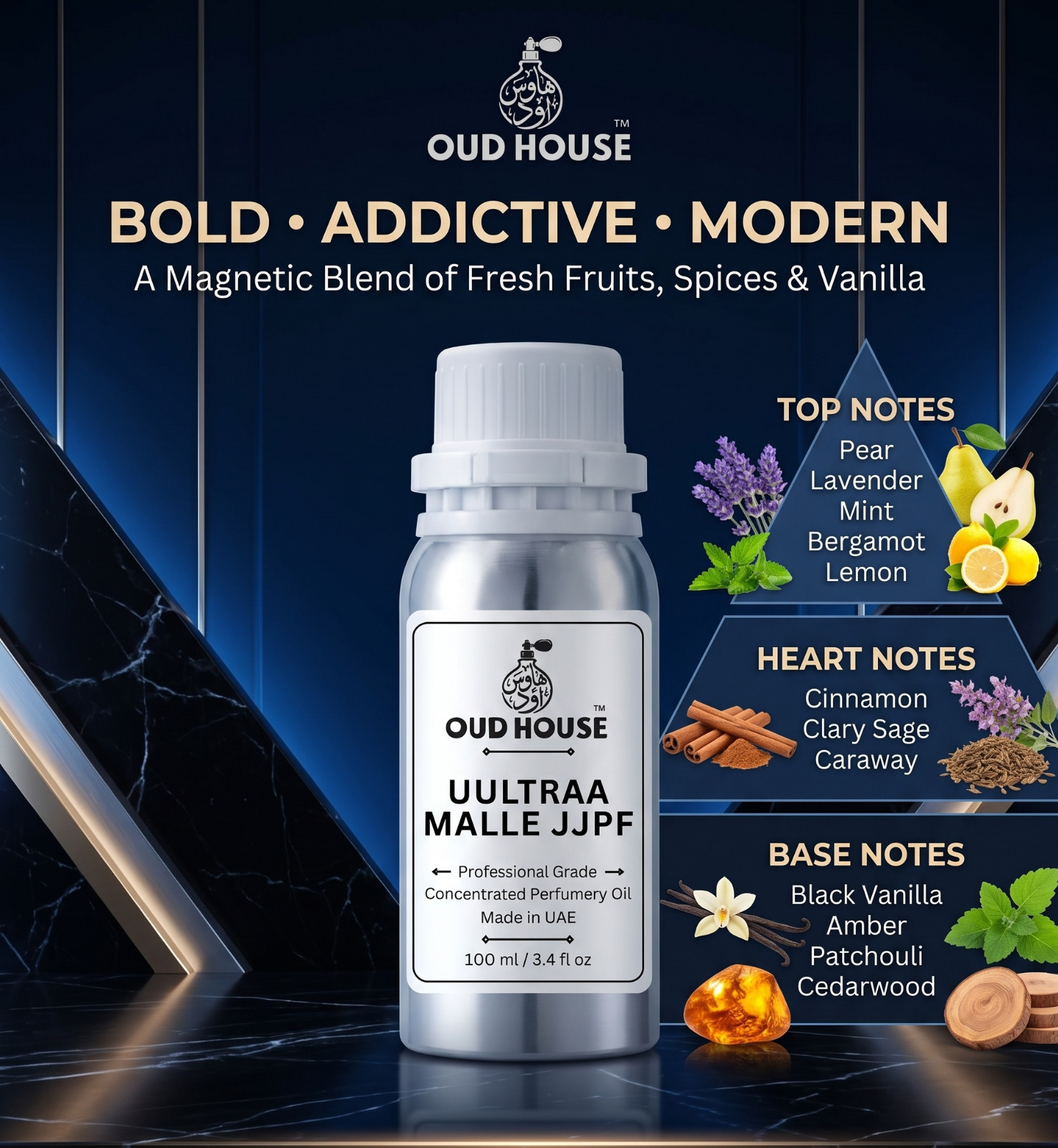 Oud House UUltraa Malle JJPG Perfumery Oil 3.4 fl oz Oriental Fougere Men