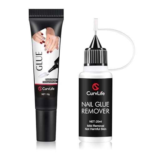 Curvlife 10g Glue & 20ml Remover Kit for Press on Nails