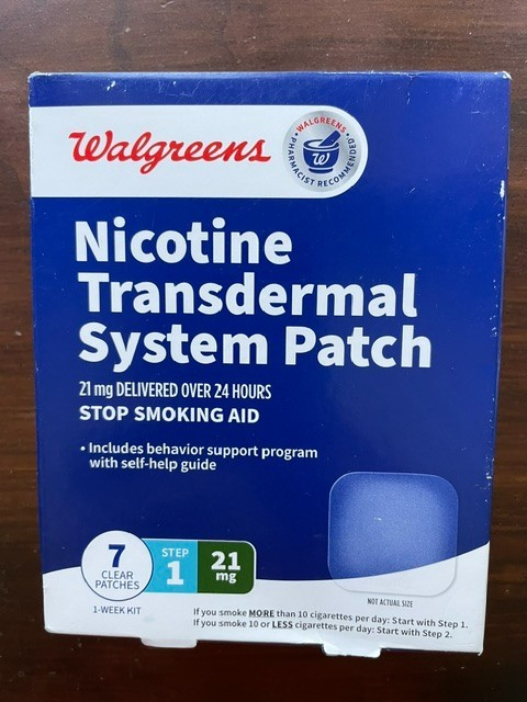 Walgreens Nicotine Transdermal System Patch 21mg 7 Patch Step 1 Exp: 06/2028