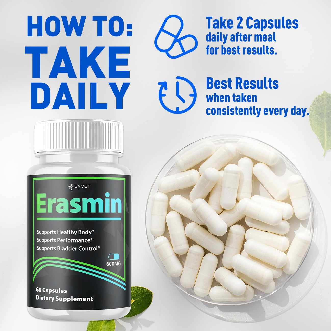 (1 Pack) Erasmin Advanced Max Support for Daily Wellness Eras Min 60 Capsules