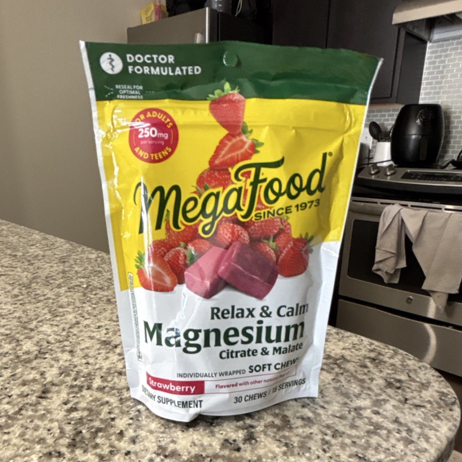 MegaFood Relax & Calm Magnesium Citrate Malate 250mg Strawberry, 30 Soft Chews