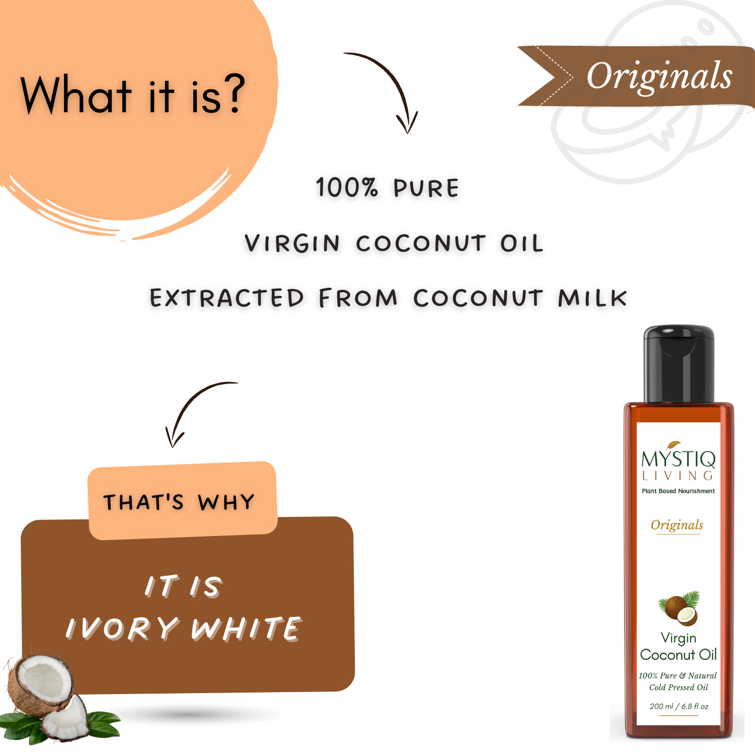 Mystiq Living Originals – Virgin Coconut Oil – 200 ML