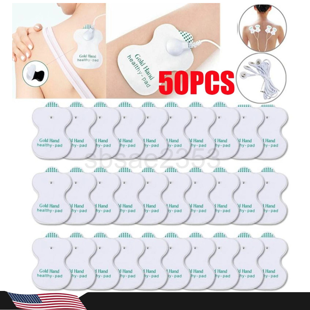 50PCS Electrode Pads Snap On Replacement For Tens Unit Pain Relief Massagers US