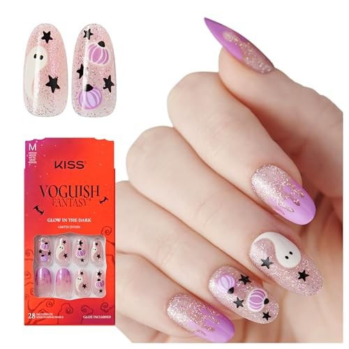 Voguish Fantasy Halloween Press On Nails, ‘’, Purple, Medium Oval, Mystery