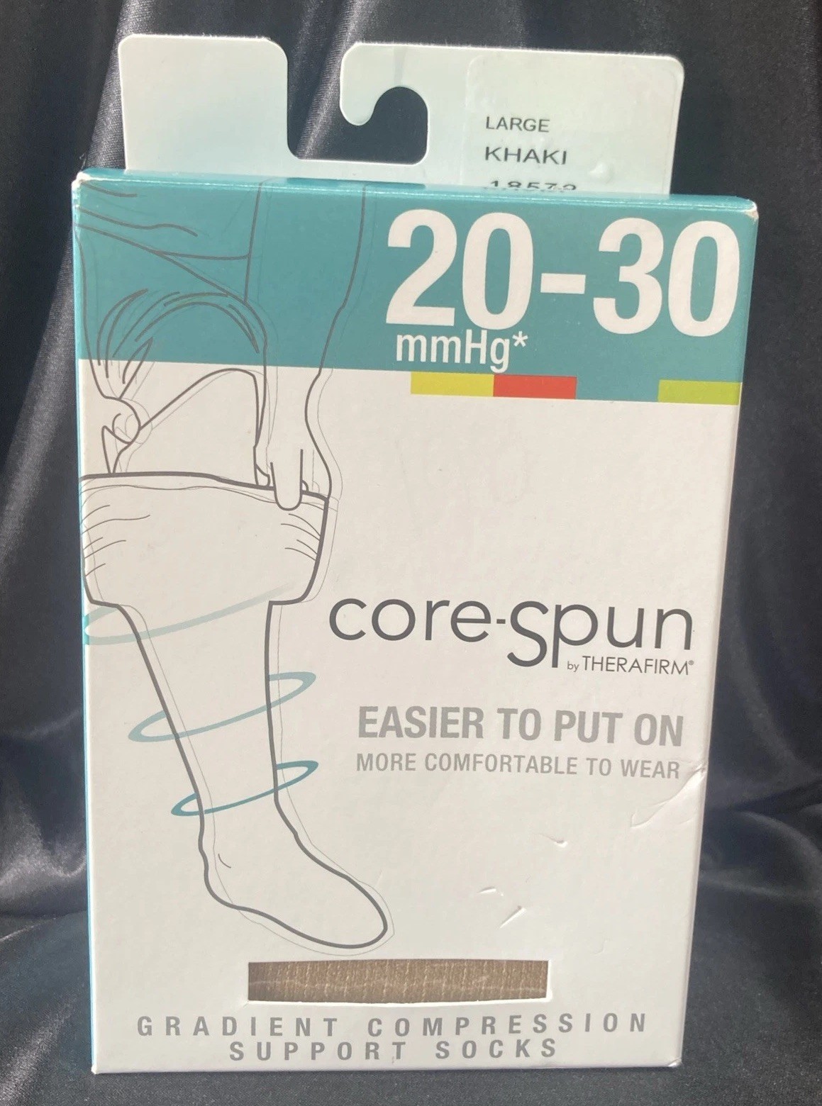 NEW Core-Spun 20-30mmHg Gradient Compression Support Socks Size L Khaki