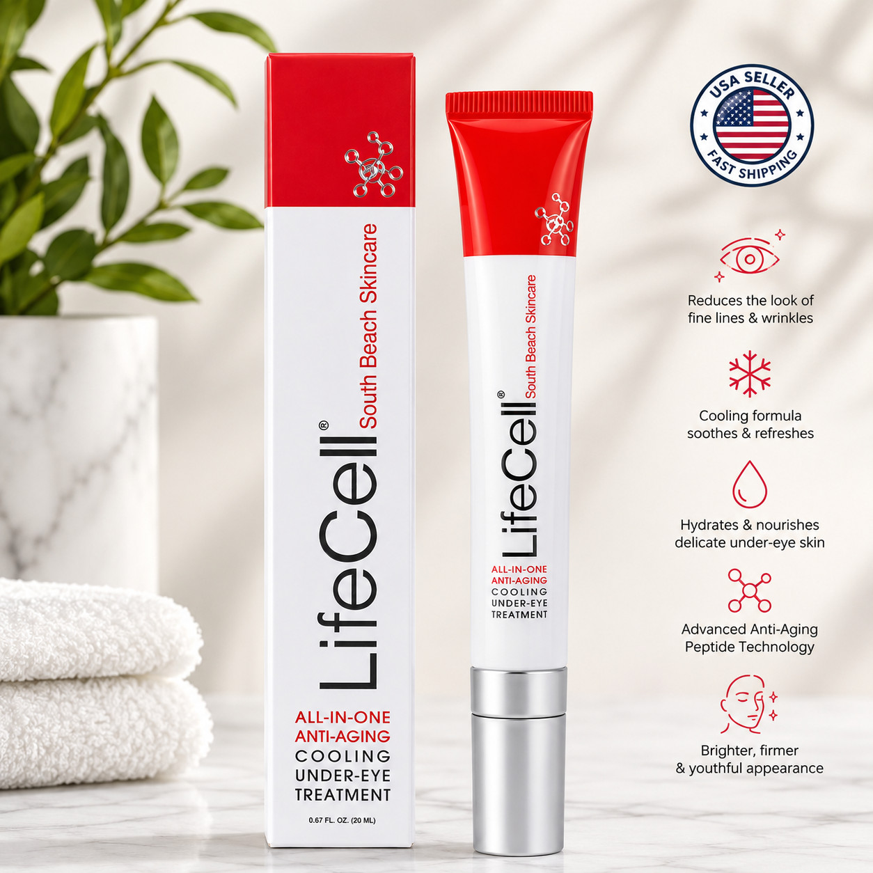 LifeCell All-In-One Anti-Aging Cooling Under-Eye Treatment 0.67 fl oz 20 mL