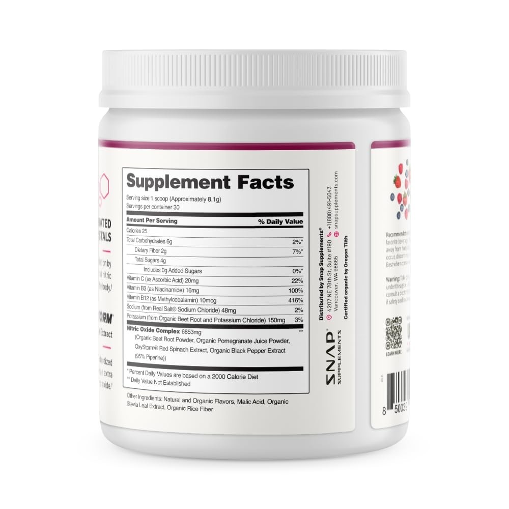 USDA Organic Beet Root Powder – Nitric Oxide Booster for Energy & Blood Flow, 30