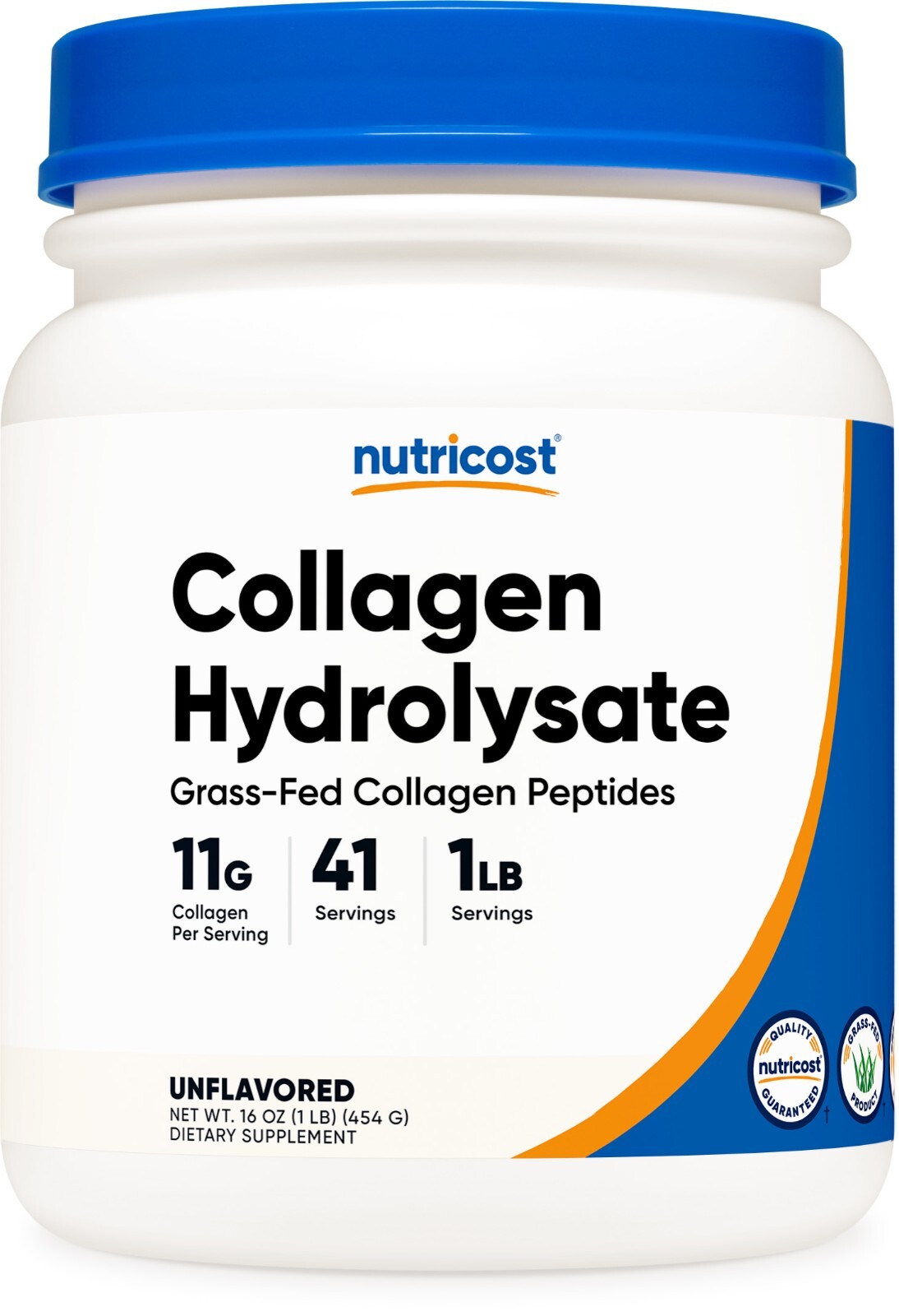 Nutricost Pure Collagen Hydrolysate (Bovine) Powder – Grass Fed, 1LB (454g)
