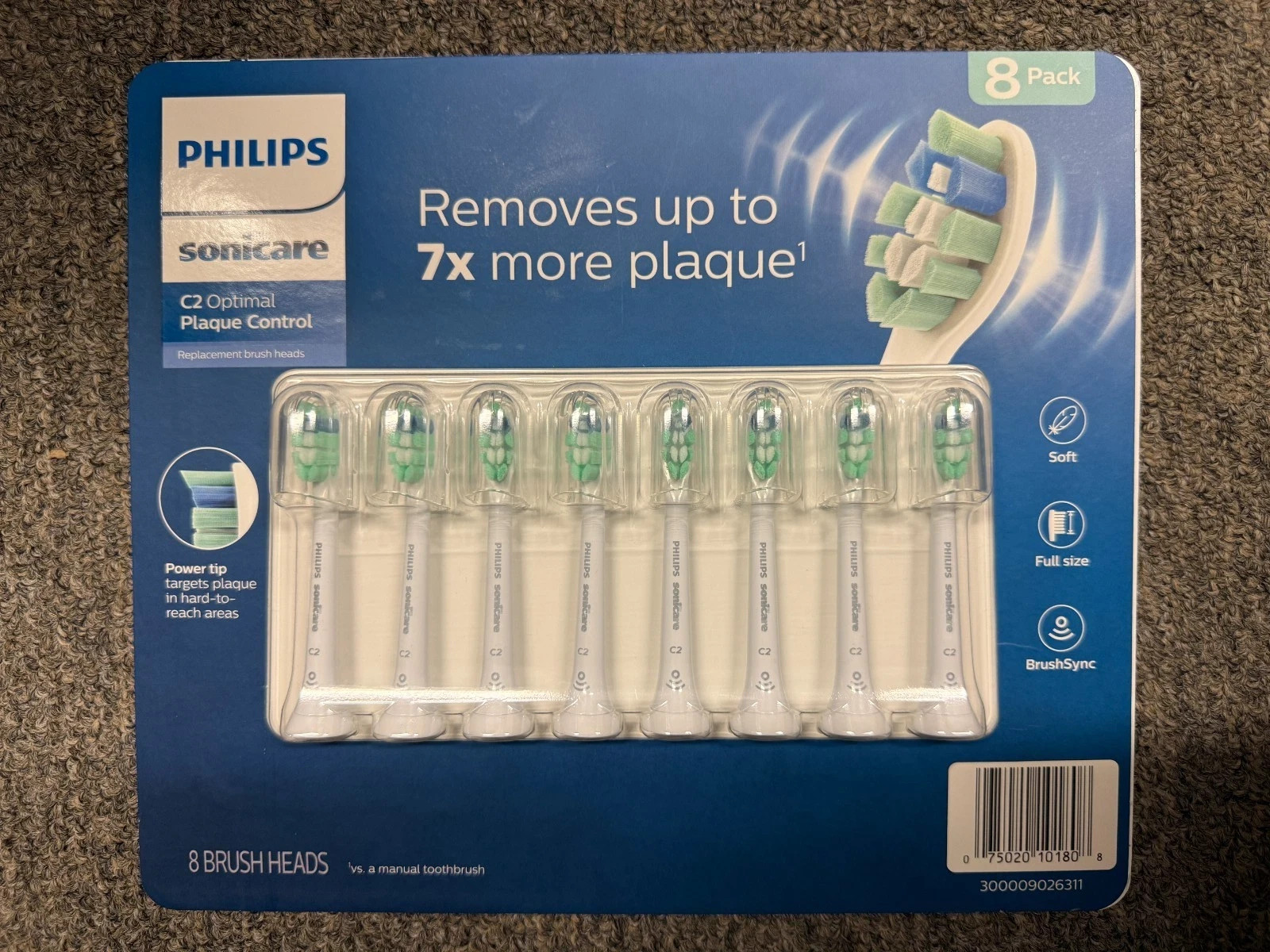 Philips Sonicare C2 Optimal Plaque Control Replacement Brush Heads (Count of 8)