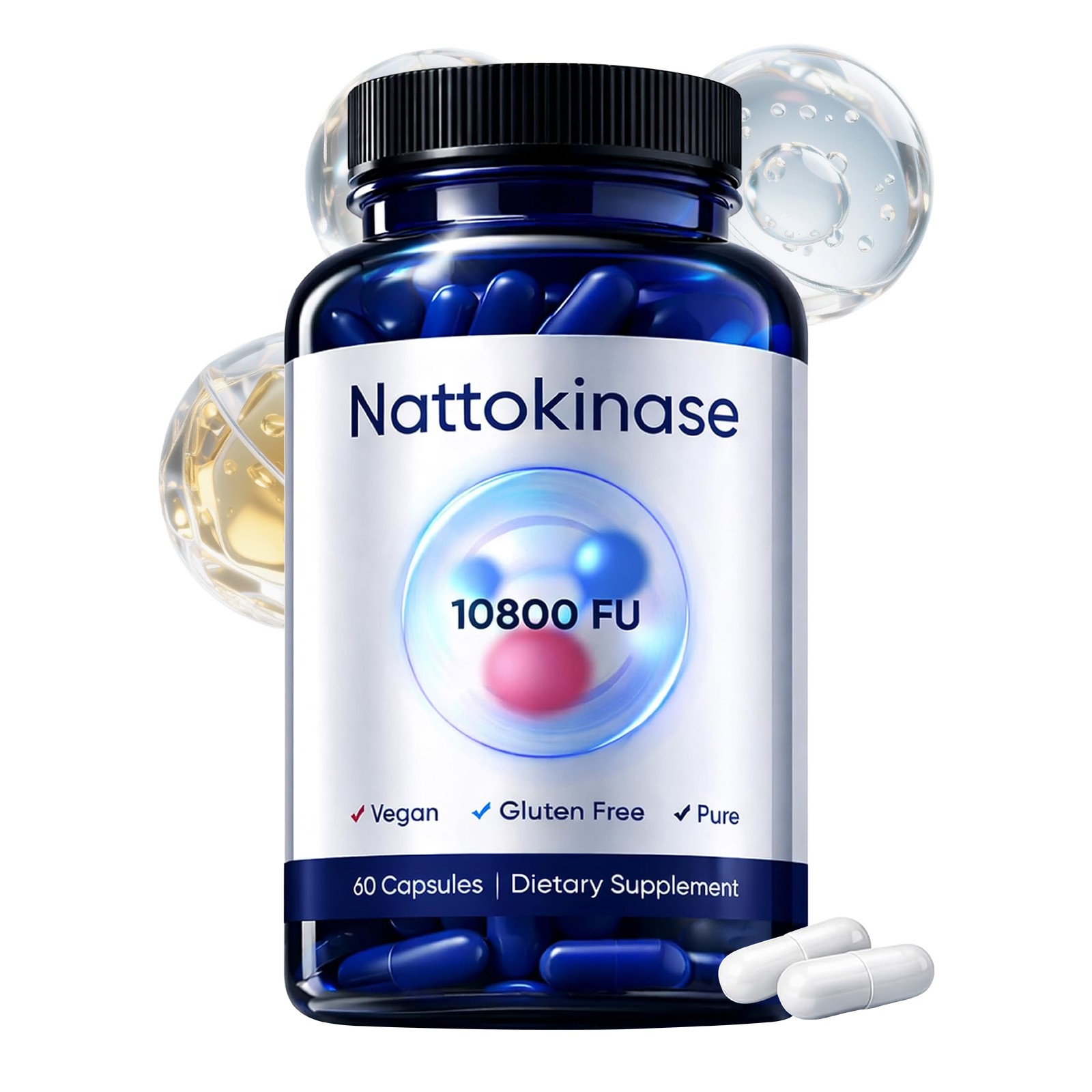 Nattokinase 10800 – Supplement FU 60 Capsules Per Serving (2 Bottle)