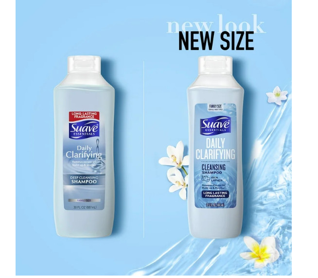 Suave Essentials Daily Clarifying & Cleansing Shampoo, 22.5 fl oz (2 pack)