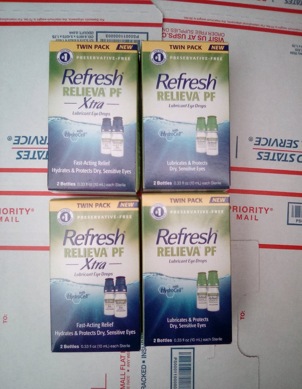 4x Refresh Relieva PF Preservative-Free Lubricant Eye Drops 2x (10mL each
