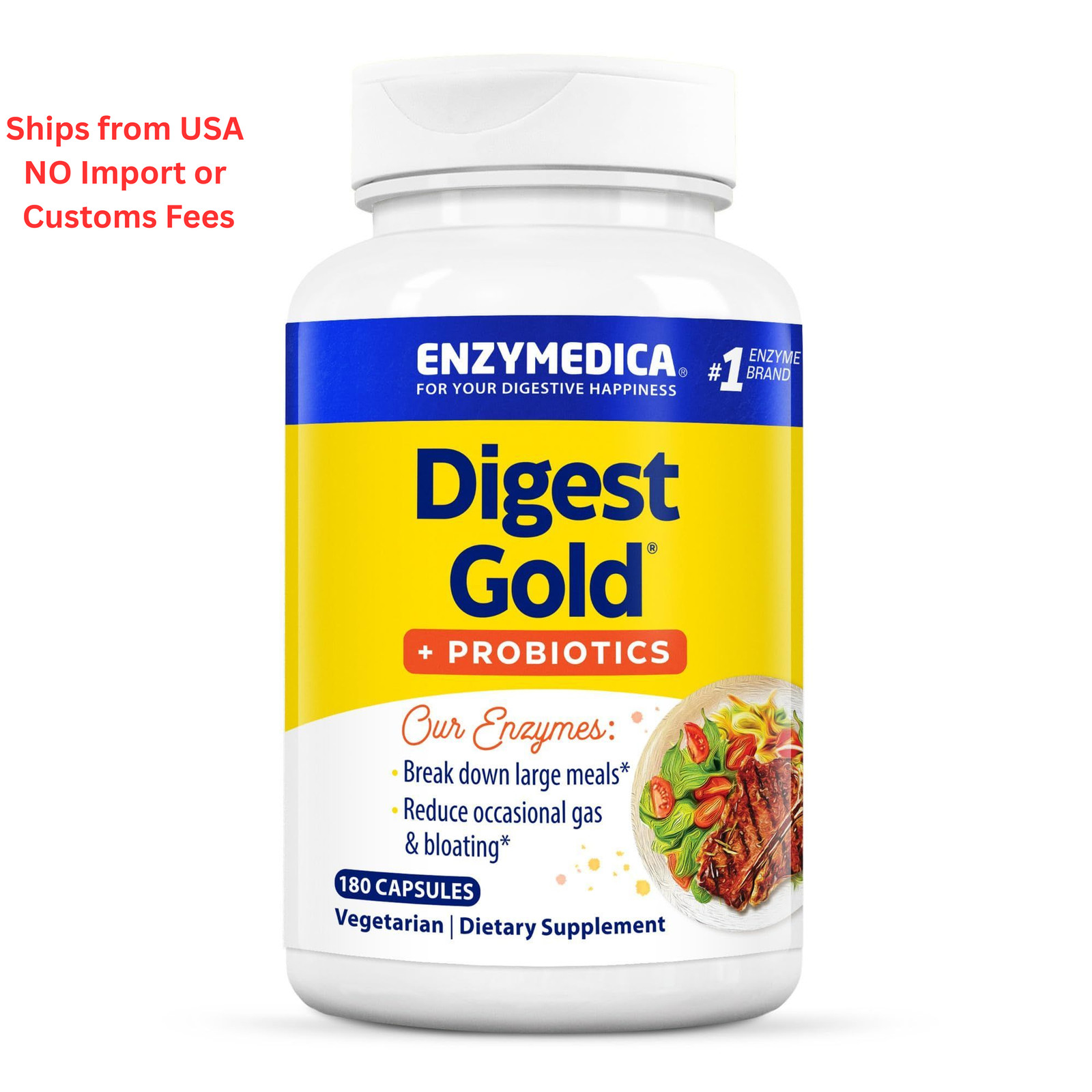 Enzymedica Digest Gold + Probiotics – Digestive Enzyme 180 Count (Pack of 1)