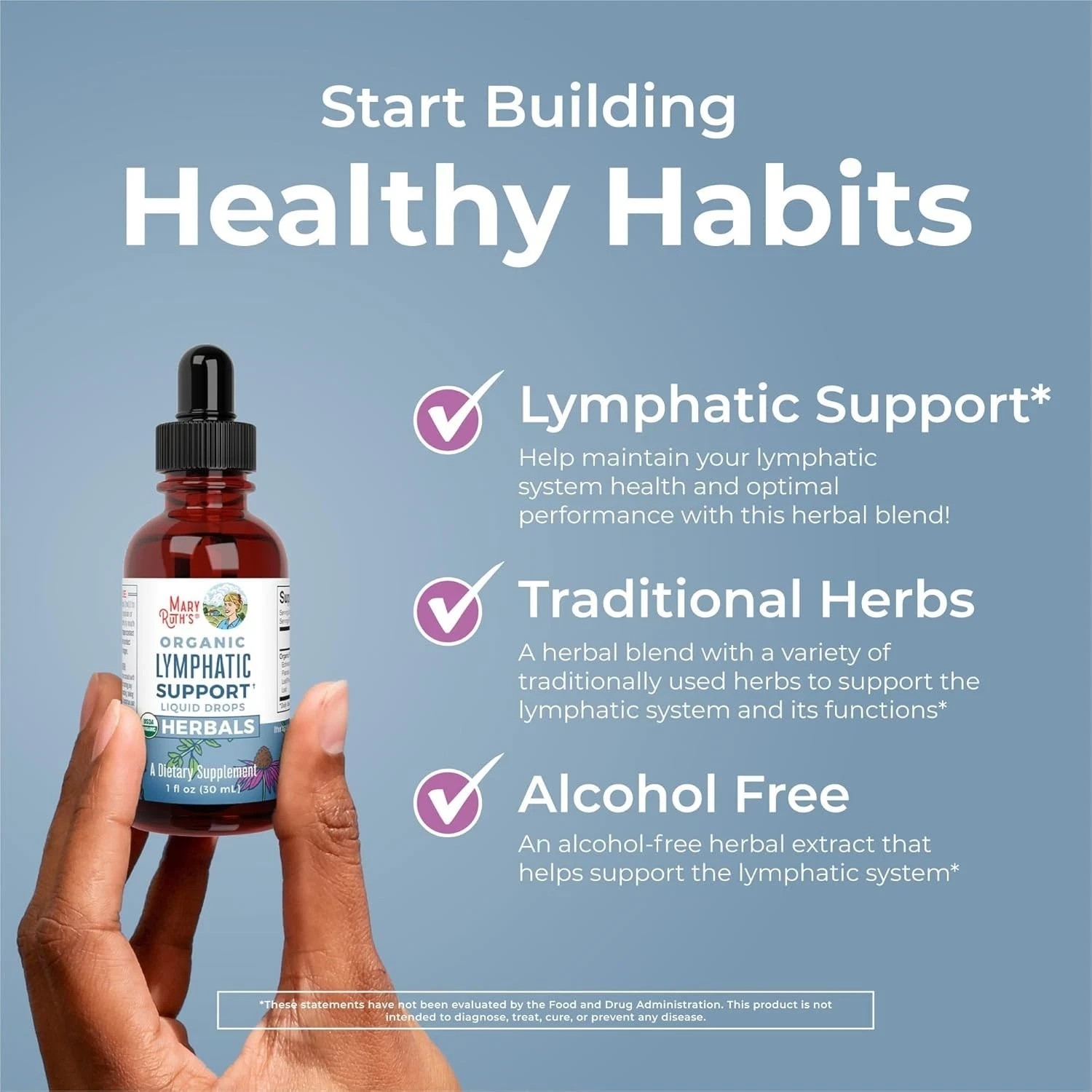 MaryRuth’s Organic Lymphatic Support – Echinacea & Elderberry Drops+Vegan – 30