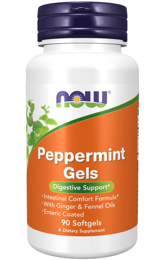 NOW Foods Peppermint Gels 90 Softgels Digestive Ginger Fennel Oils 07/2025EXP