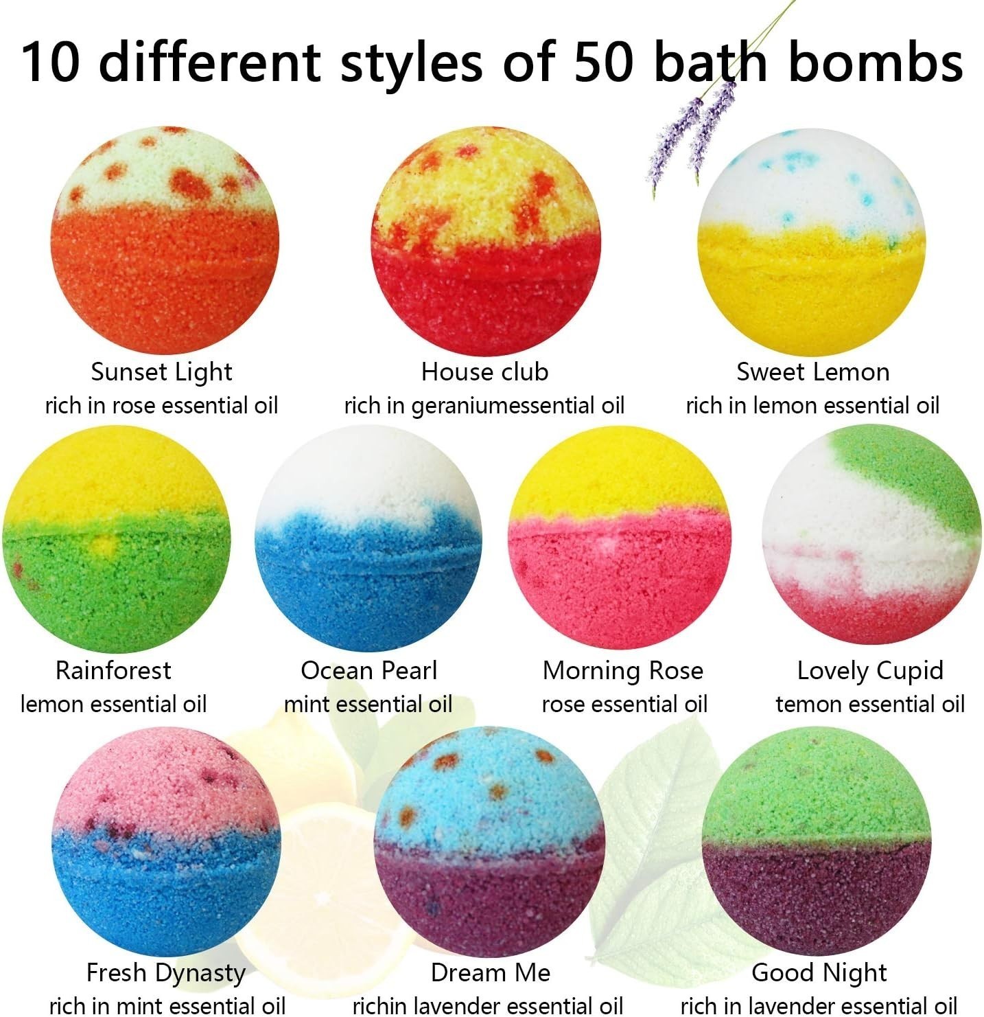 Bath Bombs Gift Set 50 Handmade Bulk Bath Bombs Kids Women Men Wonderful Fizz