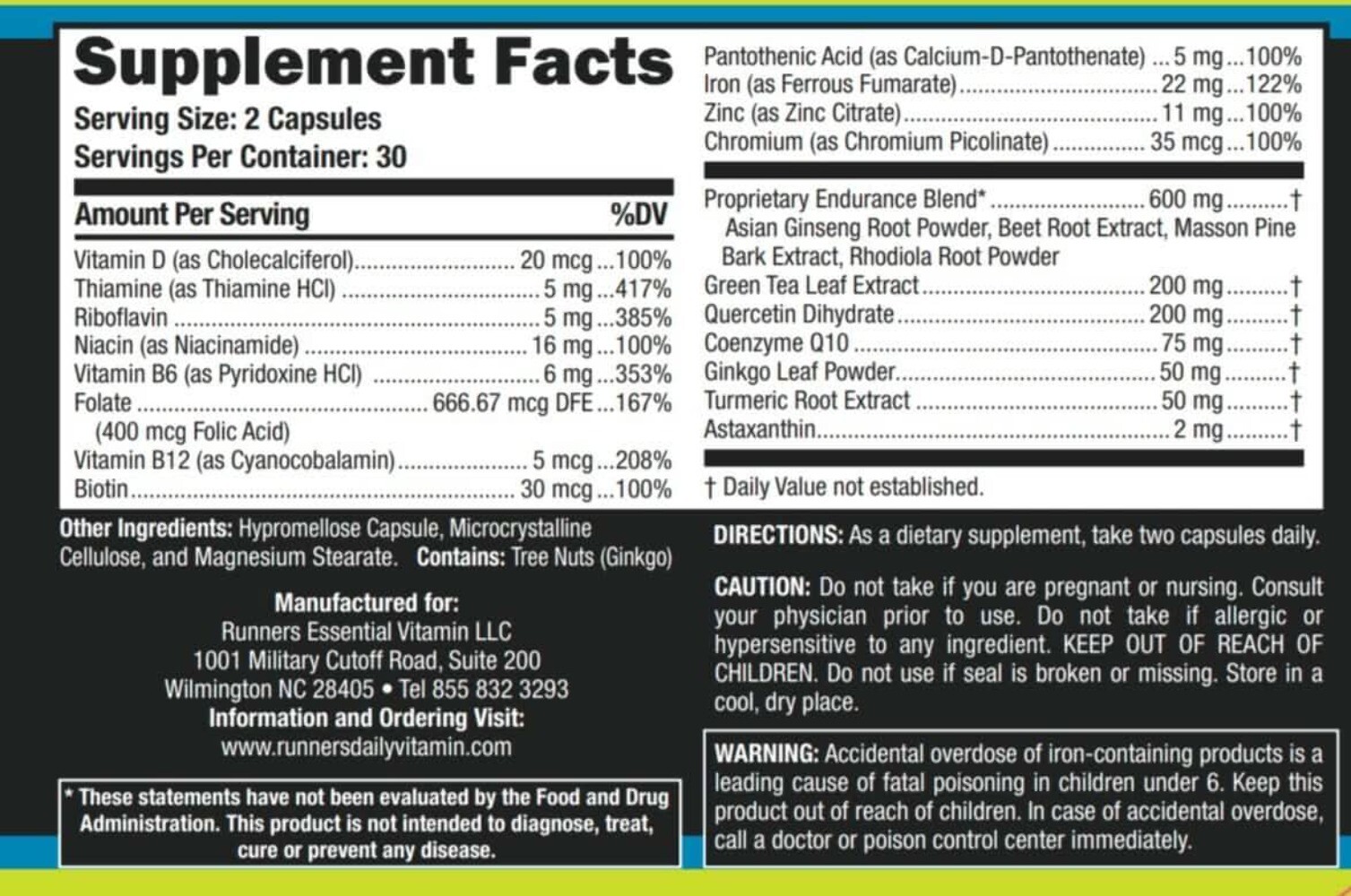 Runners Essentials Daily Vitamin Formula • 1 Month Supply