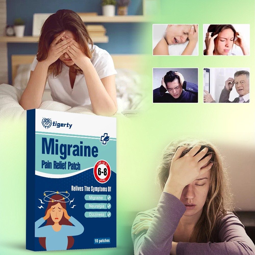 10Pcs Migraine Headache Relief Patch, Fast Acting Support for Neuralgia Symptoms