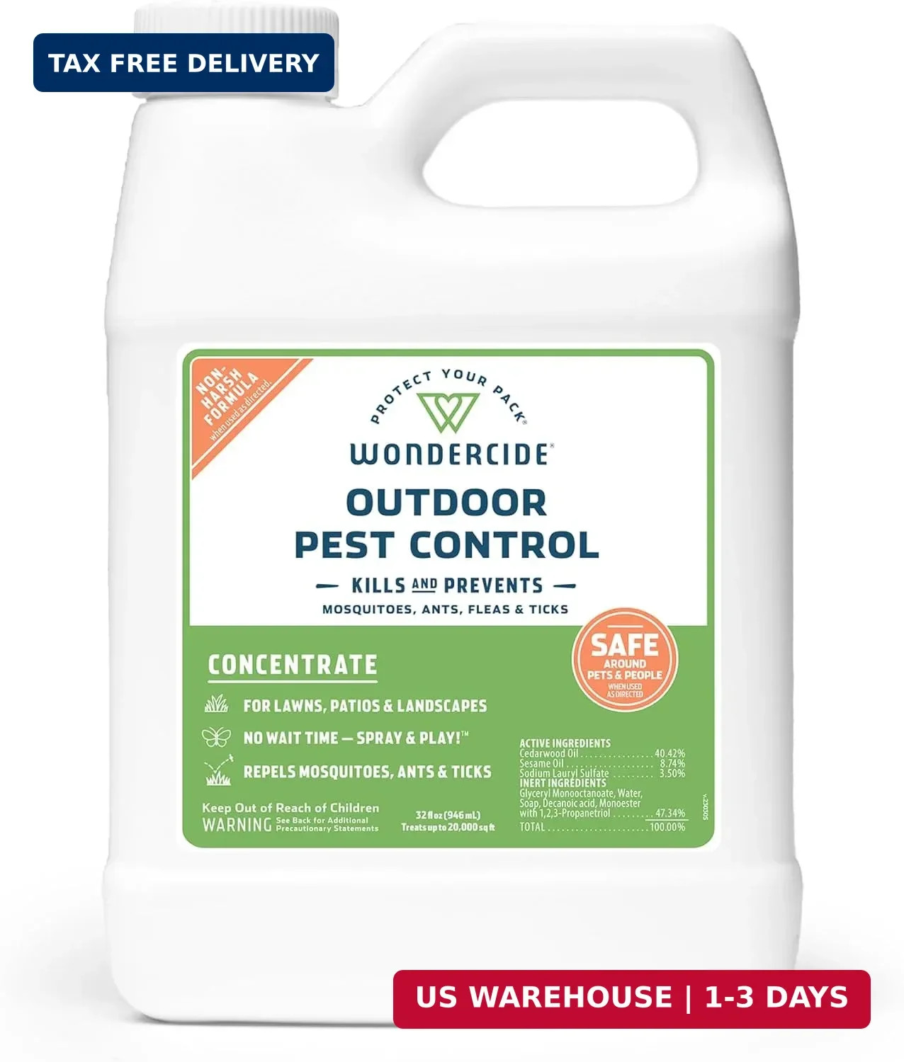 Wondercide – Outdoor Pest Control Spray Concentrate with Natural Essential Oils