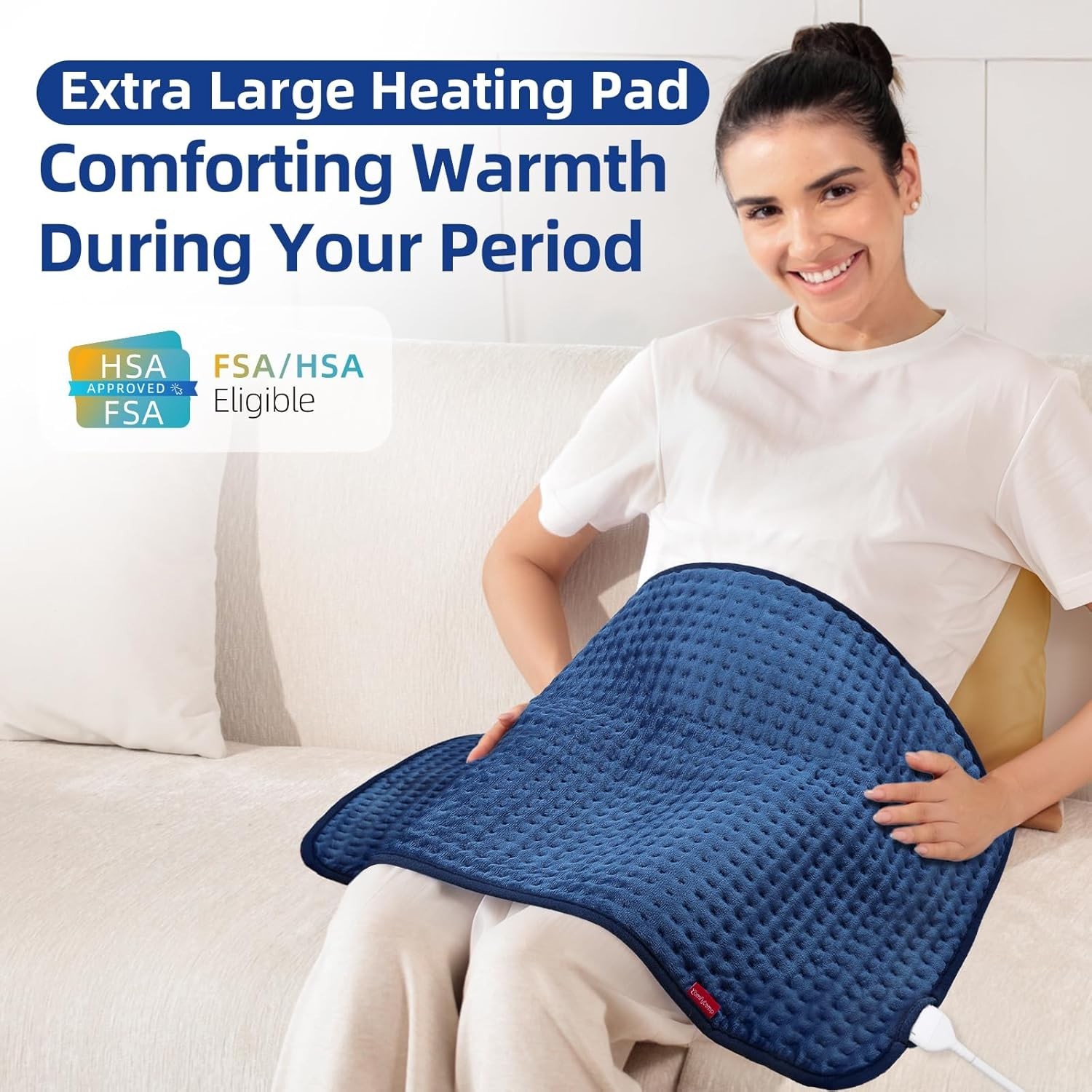 Extra Large Heating Pad for Back & Period, 33”x 17” King Size, FSA Eligible…