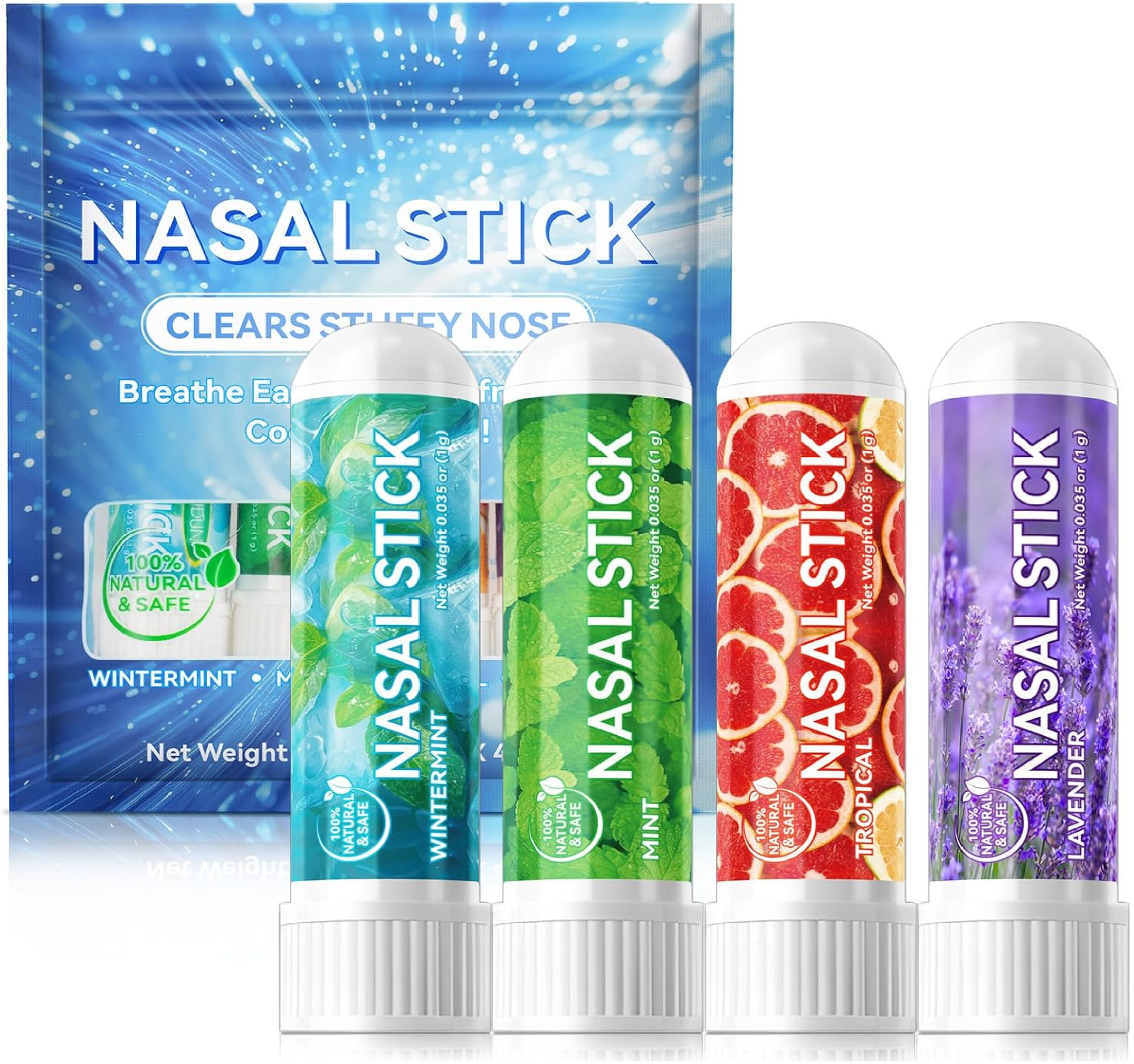 Nasal Stick 4 Pack,Nose Inhaler Stick,Nasal Inhaler,Boost Energy Set,Sinus & Con